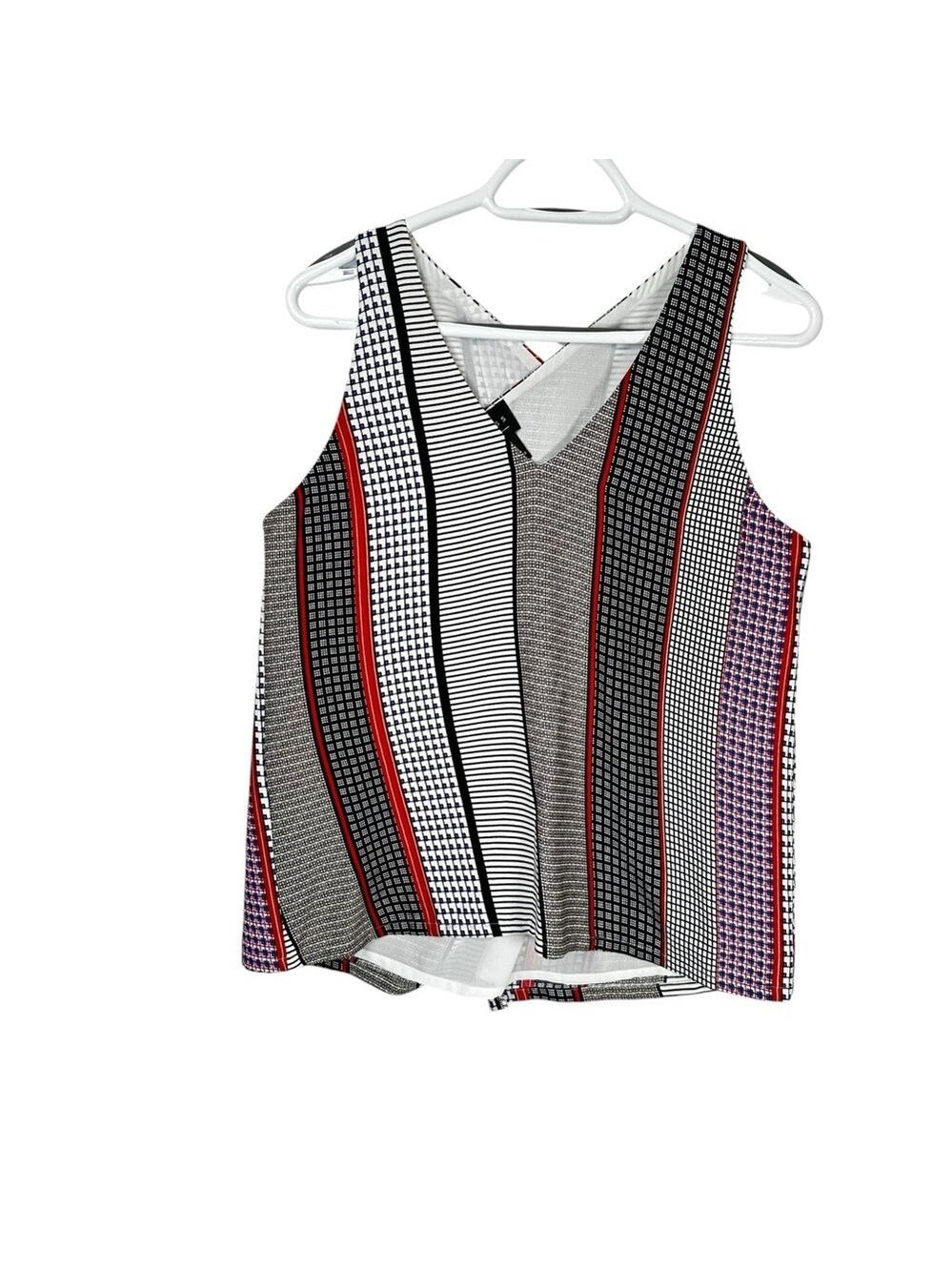 Press Womens Striped Multicolor Criss Cross Back Women's Top Size Small Resort